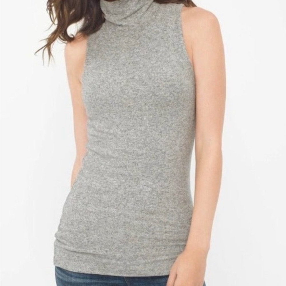 White House, Black market, sleeveless, mock neck, soft net tunic